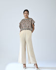 Beige Embroidered Ajrakh Jumpsuit