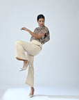 Beige Embroidered Ajrakh Jumpsuit