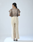 Beige Embroidered Ajrakh Jumpsuit