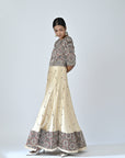 Ajrakh Embroidered Puffed Sleeve Anarkali