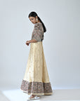 Ajrakh Embroidered Puffed Sleeve Anarkali