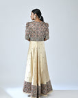 Ajrakh Embroidered Puffed Sleeve Anarkali