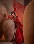 Tomato Red Hand Embroidered Sharara Set