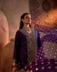 Purple Hand Embroidered Kurta Set