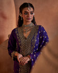 Purple Hand Embroidered Kurta Set