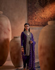 Purple Hand Embroidered Kurta Set