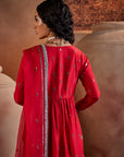 Red Hand Embroidered Kurta Set