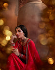 Red Hand Embroidered Kurta Set