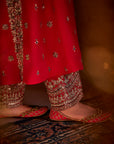 Red Hand Embroidered Kurta Set