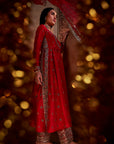 Red Hand Embroidered Kurta Set
