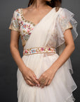 Vivacious White Pre Draped Saree