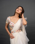 Vivacious White Pre Draped Saree