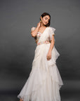 Vivacious White Pre Draped Saree