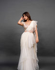 Vivacious White Pre Draped Saree