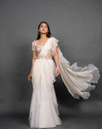 Vivacious White Pre Draped Saree