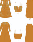 Chikan Co-ord set with Long Shrug - Pastel Orange