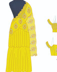 Off-Shoulder Corset Top & Cowl Drape Skirt - Yellow