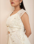 Ivory Wildflower Jacket and Drape Skirt Set