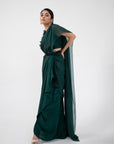 Emerald 3D Floral Blouse and Drape Saree Set