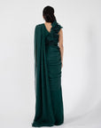 Emerald 3D Floral Blouse and Drape Saree Set