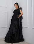 Nova Black Drape Saree Set