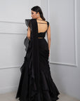 Nova Black Drape Saree Set