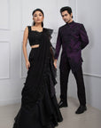 Nova Black Drape Saree Set