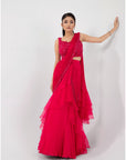 Fuchsia Aura Drape Saree Set
