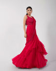 Fuchsia Aura Drape Saree Set
