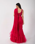 Fuchsia Aura Drape Saree Set