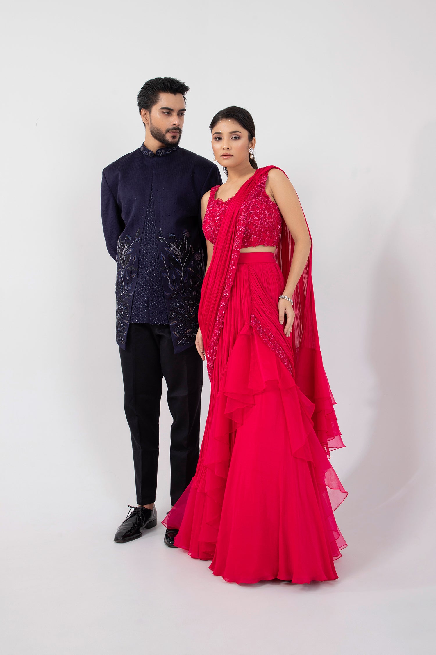 Fuchsia Aura Drape Saree Set