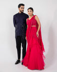 Fuchsia Aura Drape Saree Set