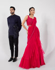 Fuchsia Aura Drape Saree Set
