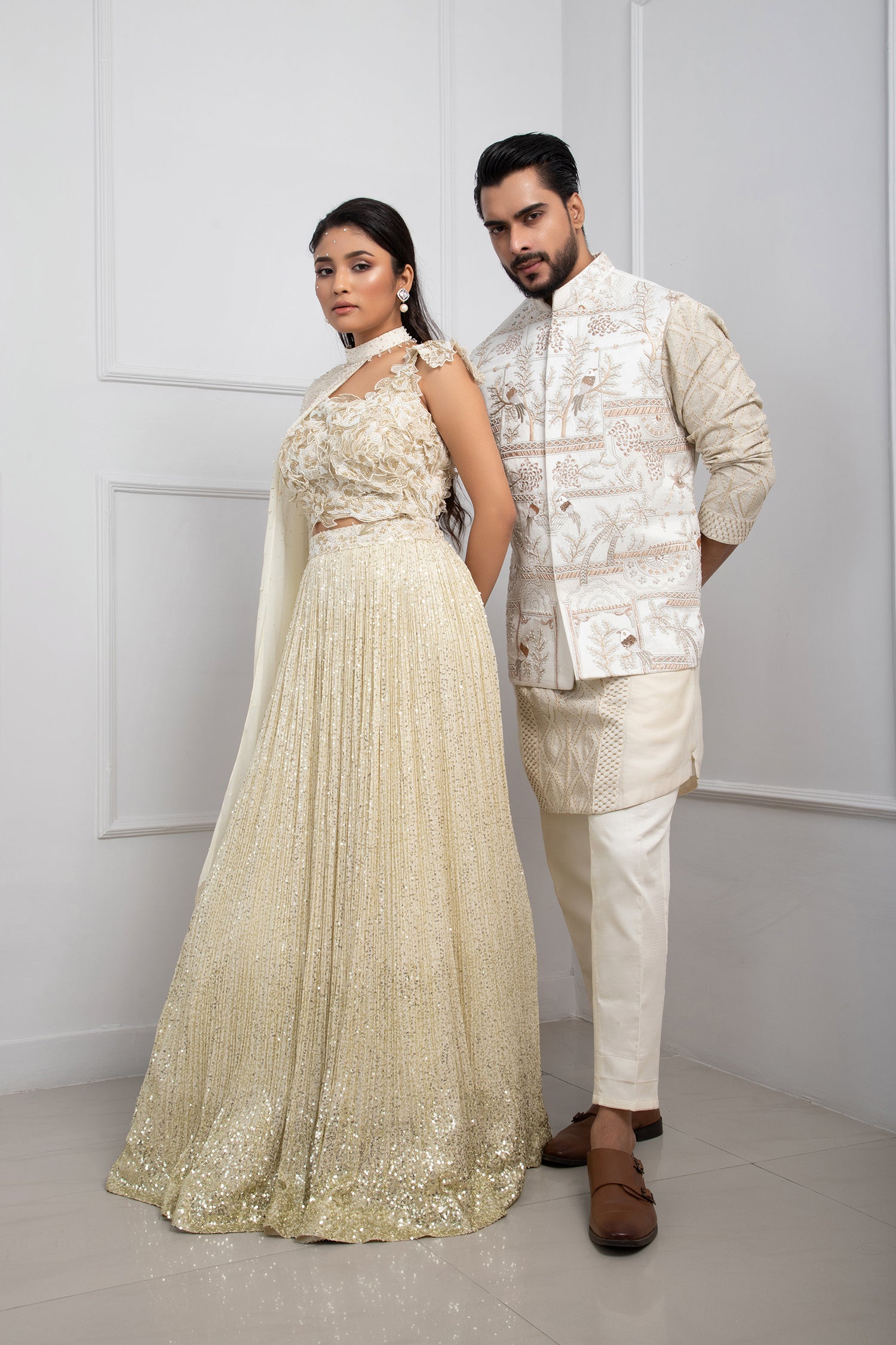 Ivory Blossom Shimmer Lehenga Set