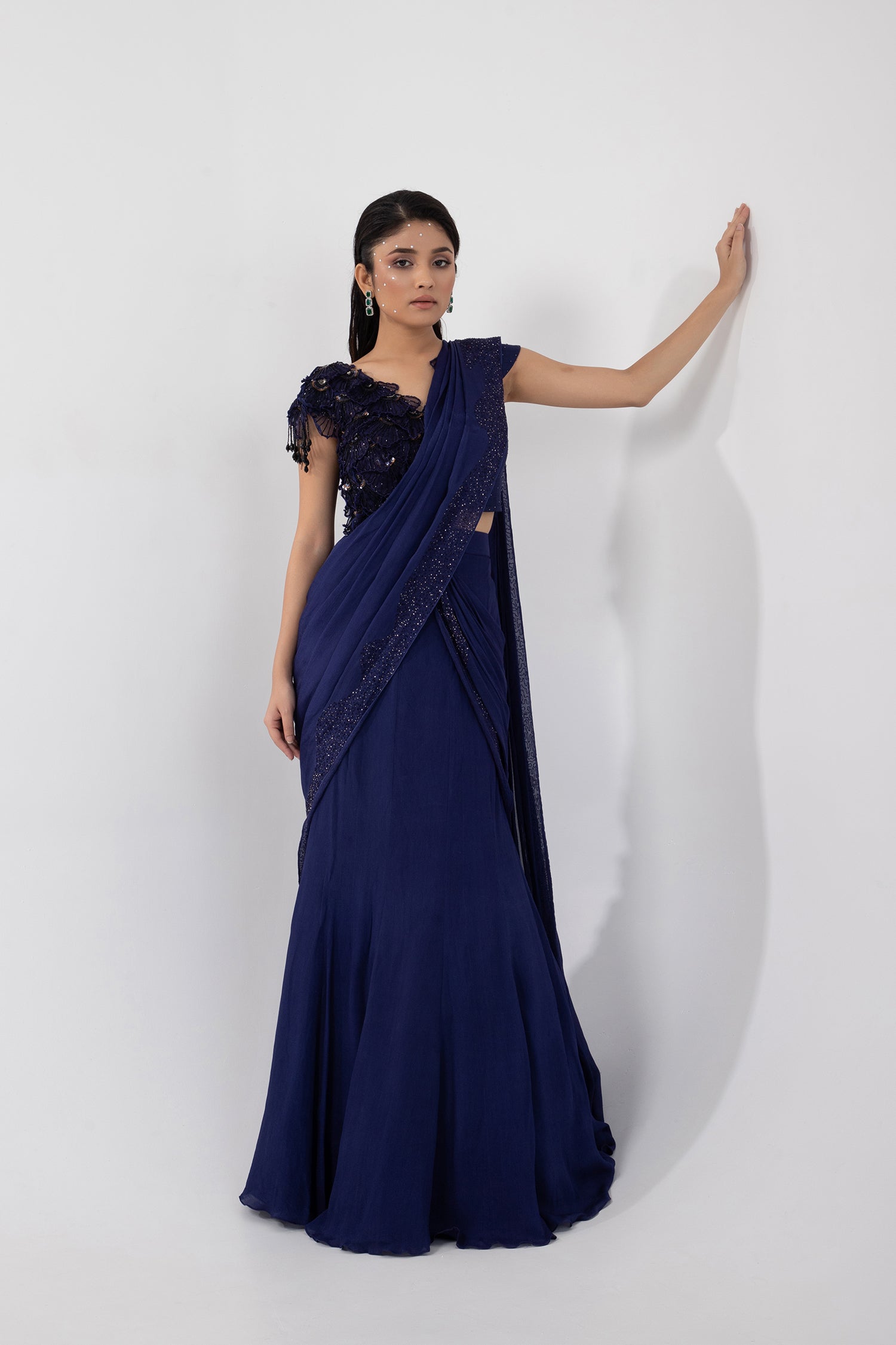 Ultraviolet Drape Saree Set