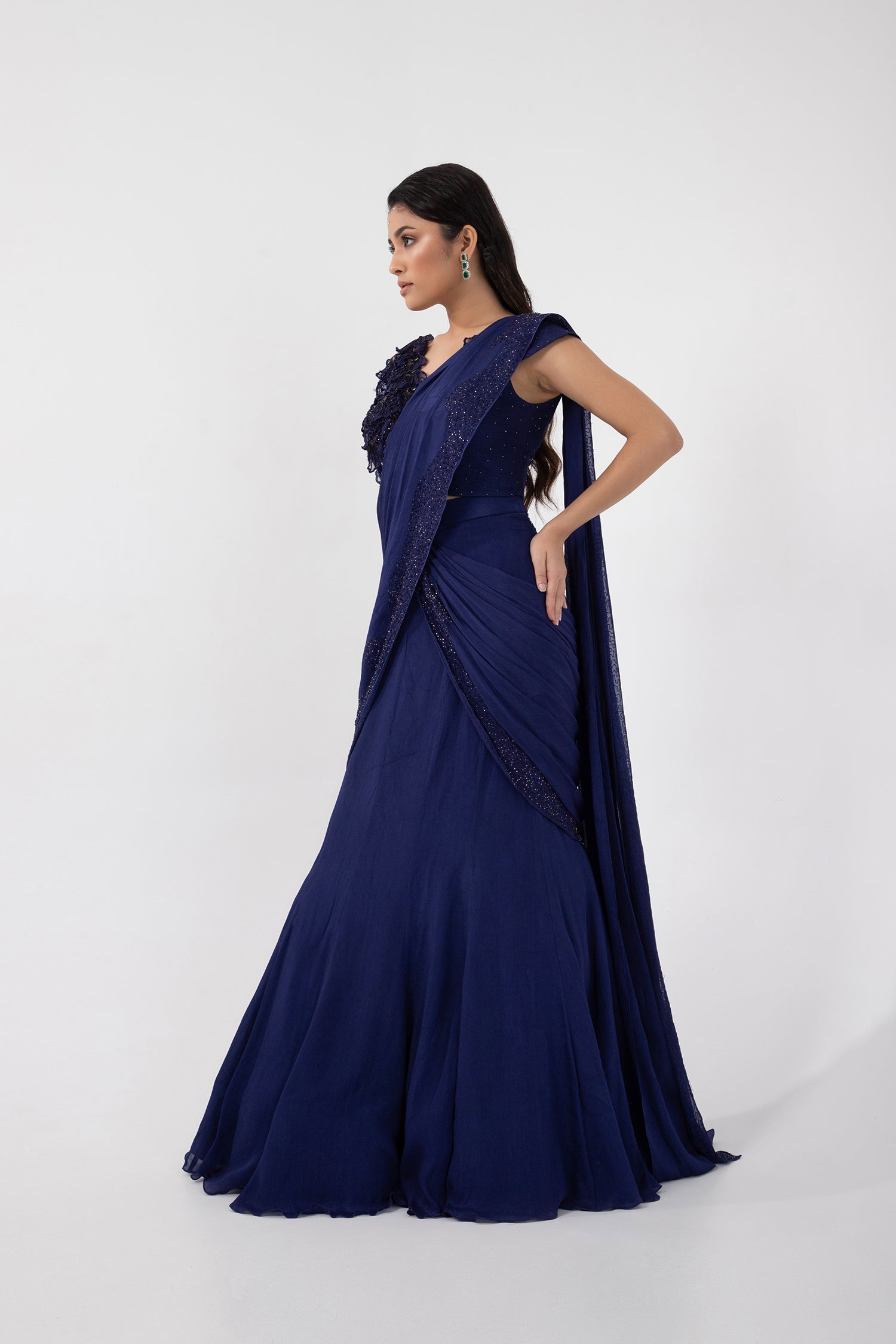 Ultraviolet Drape Saree Set