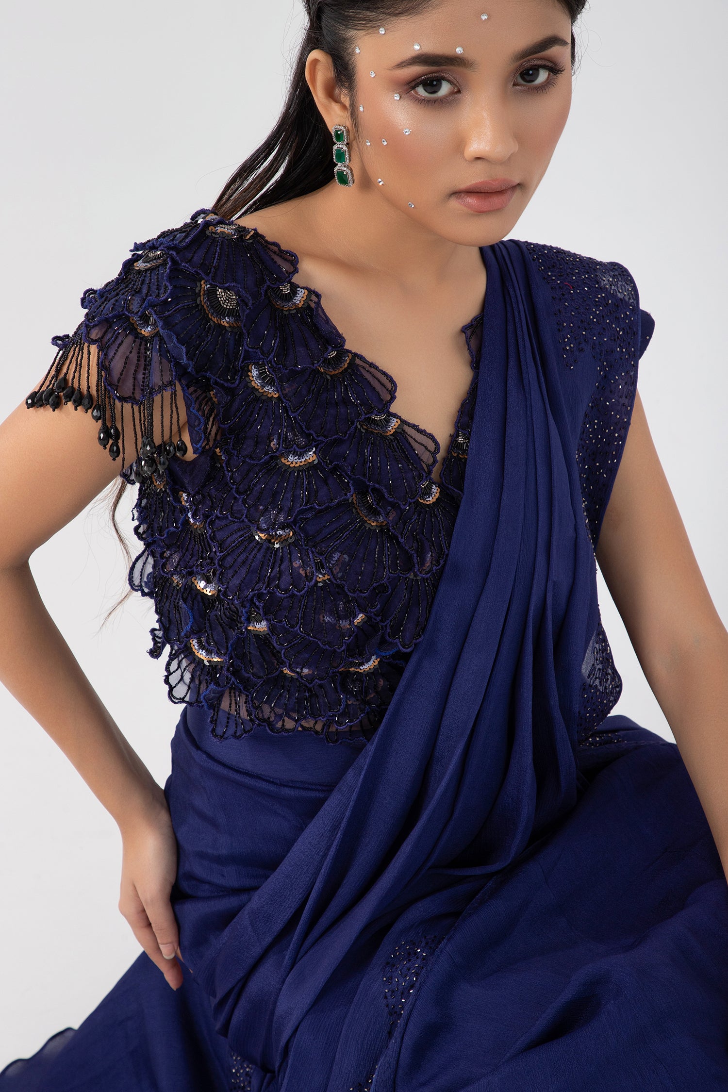 Ultraviolet Drape Saree Set