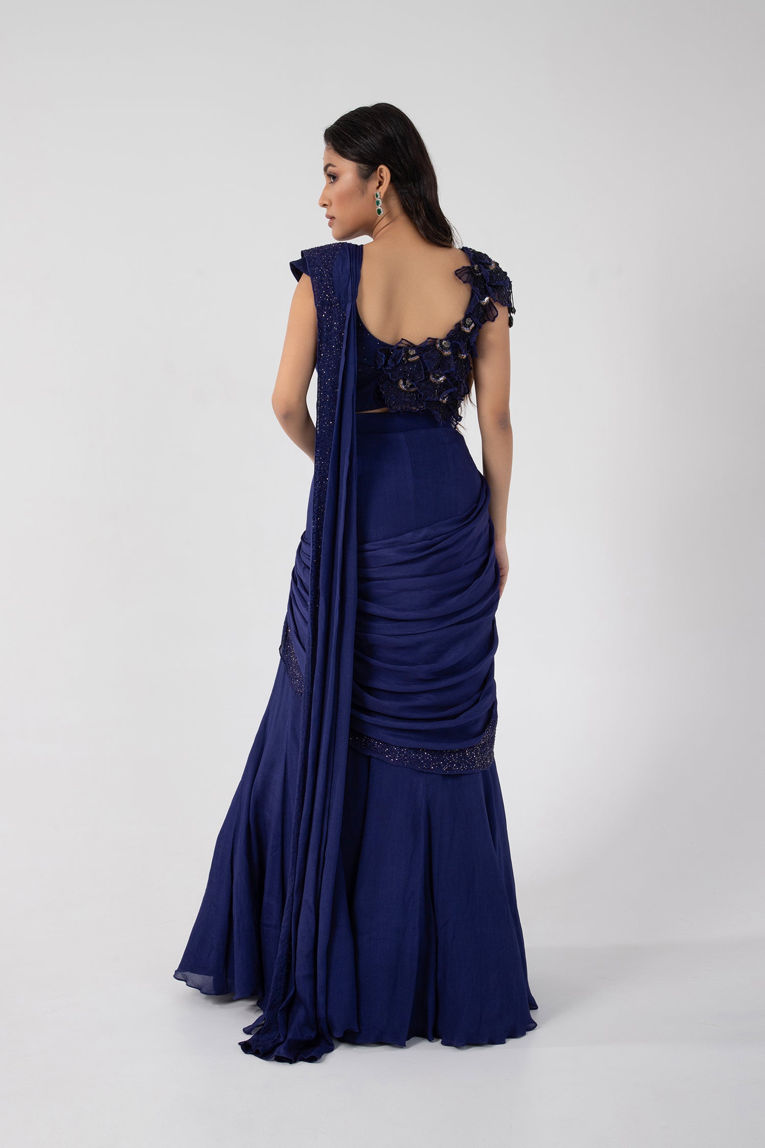 Ultraviolet Drape Saree Set