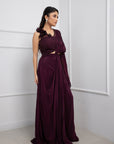 Orchid Plum Drape Saree Set