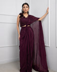 Orchid Plum Drape Saree Set