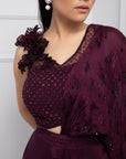 Orchid Plum Drape Saree Set