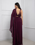 Orchid Plum Drape Saree Set
