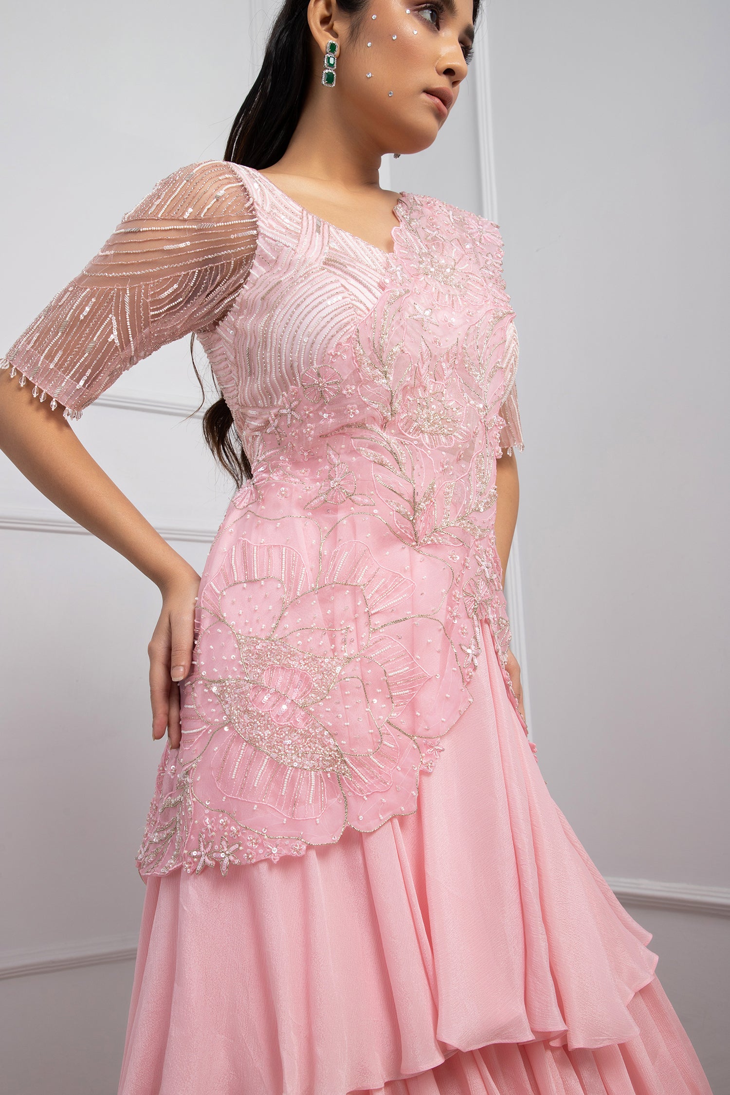 Crystal Pink Lehenga Set