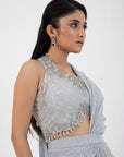 Opal Shimmer Drape Saree Set