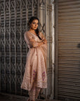 Chikankari Tissue Kurta Set - Beige