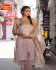 Chikankari Tissue Kurta Set - Beige