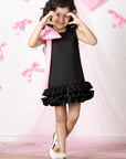 Black Dress with Tulles and Bow Detailing