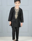 Black Round Neck Kurta with Pajama