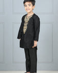 Black Round Neck Kurta with Pajama