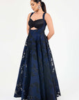 Blue and Black Jacquard Gown
